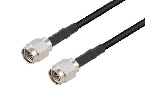 耐火仕様 SMA オス ～ SMA オス 低損失ケーブル, LMR-100-FR 同軸, 熱収縮チューブ付