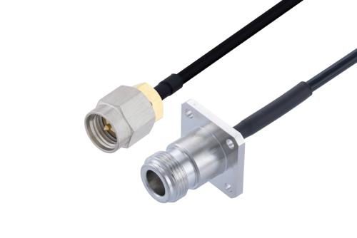 SMA オス ～ N メス 4 穴フランジ ケーブル, PE-SR402FLJ 同軸