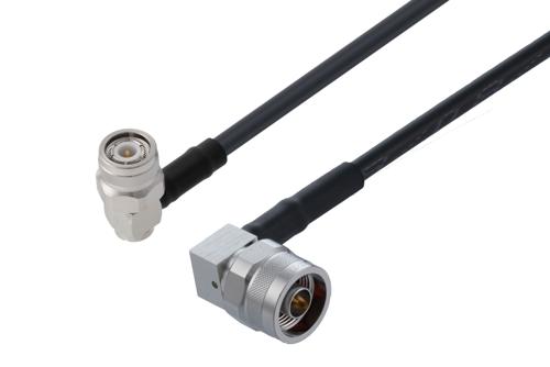 N オス 直角 ～ TNC オス 直角 低損失ケーブル, LMR-240 同軸, Times Microwave 製品使用, 鉛フリーはんだ