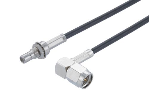 SMA オス 直角 ～ SMB ジャック バルクヘッド 低損失ケーブル, LMR-100A-UF 同軸
