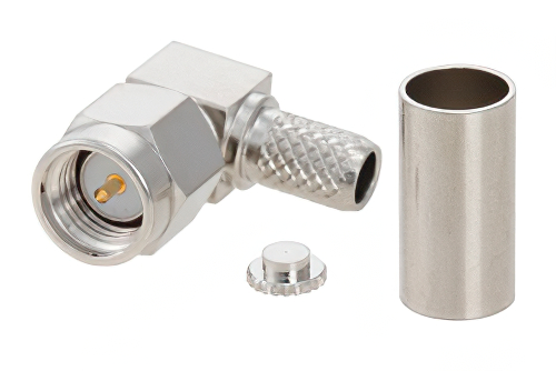 SMA オス 直角コネクタ、圧着/はんだ接続、RG55、RG142、RG223、RG400、RG141
