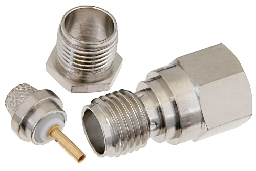 SMA メス コネクタ、クランプ/はんだ接続、RG55、RG58、RG141、RG142、RG223、RG303、RG400、PE-C195、PE-P195、LMR-195