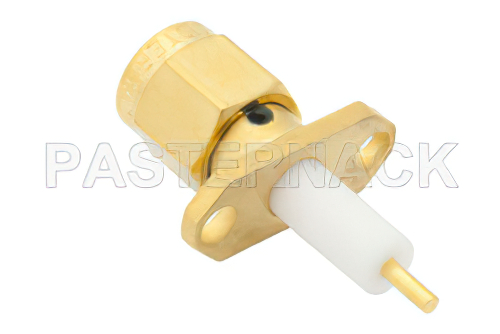 SMA オス コネクタ、はんだ接続、2ホールパネルマウント、スタブターミナル、.481インチ穴間隔