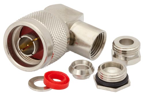 N オス 直角コネクタ、クランプ/はんだ接続、RG58、RG55、RG141、RG142、RG223、RG400、RG303、PE-C195、PE-P195、LMR-195