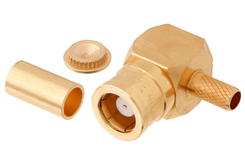 75 Ω SMB プラグ 直角コネクタ、圧着/はんだ接続、PE-B150、RG180、RG195