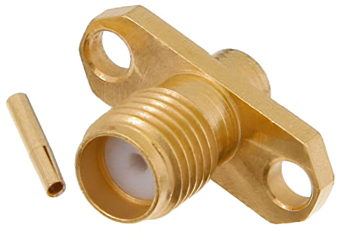 SMA メス コネクタ、はんだ接続、2ホールパネルマウント、PE-SR405AL、PE-SR405FL、PE-SR405FLJ、RG405、.481インチ穴間隔