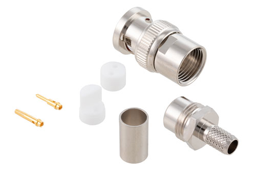 78 Ω BNC二軸 プラグ コネクタ、圧着/はんだ接続、RG108、78Ω二軸