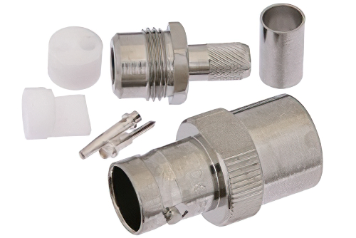 78 Ω BNC二軸 ジャック コネクタ、圧着/はんだ接続、RG108、78Ω二軸