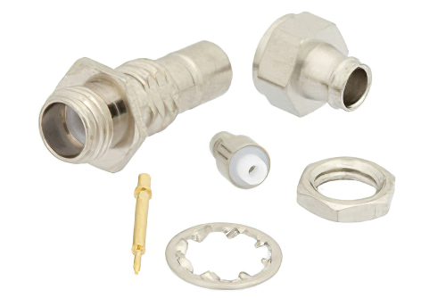 SMB ジャック バルクヘッドマウントコネクタ、クランプ/はんだ接続、RG174、RG316、RG188、.177インチD穴