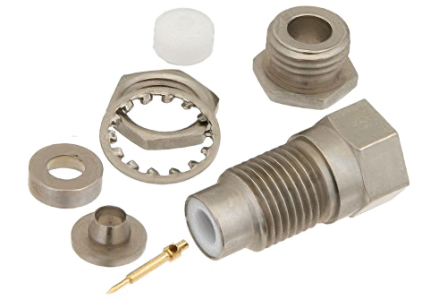 75 Ω SMC ジャック バルクヘッドマウントコネクタ、クランプ/はんだ接続、RG180、RG195、.285インチD穴