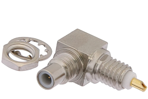 SMC ジャック 直角バルクヘッドマウントコネクタ、はんだ接続、ソルダーカップターミナル、.177インチD穴