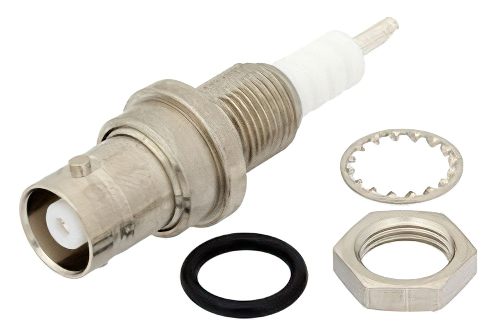 MHV メス バルクヘッドマウント気密シールコネクタ、はんだ接続、ソルダーカップターミナル、.380インチDD穴