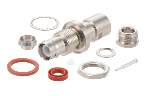 SHV ジャック バルクヘッドマウントコネクタ、クランプ/はんだ接続、RG59、RG62、RG71、.480インチD穴