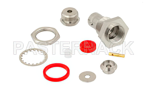 BNC メス バルクヘッドマウントコネクタ、クランプ/はんだ接続、RG174、RG316、RG188、.480インチD穴