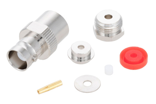 BNC メス コネクタ、クランプ/はんだ接続、RG174、RG316、RG188