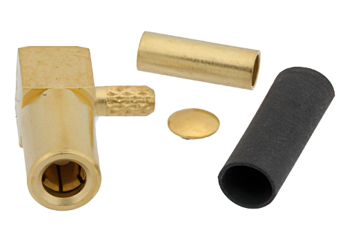 SSMB プラグ 直角コネクタ、圧着/はんだ接続、RG178、RG196