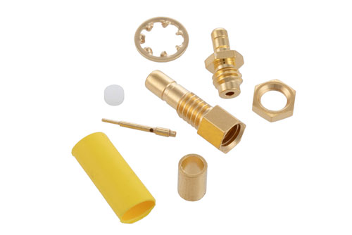 SSMB ジャック バルクヘッドマウントコネクタ、圧着/はんだ接続、RG178、RG196、.126インチD穴