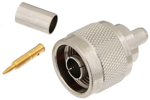 N オス コネクタ、圧着/はんだ接続、RG8X、PE-C240、.240インチ、B7808A、LMR-240