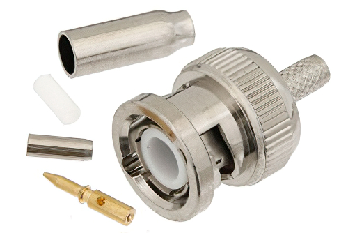 BNC オス コネクタ、圧着/はんだ接続、RG316-DS、RG188-DS