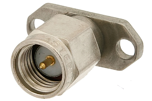 SMA オス フィールド交換式コネクタ、2ホールパネルマウント、.020インチピン