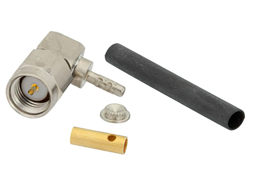 SMA オス 直角コネクタ、はんだ接続、RG178、RG196