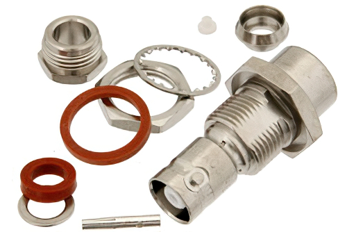 MHV メス バルクヘッドマウントコネクタ、クランプ/はんだ接続、RG59、RG62、RG71