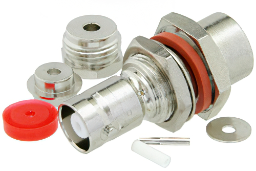 MHV メス バルクヘッドマウントコネクタ、クランプ/はんだ接続、RG174、RG316、RG188