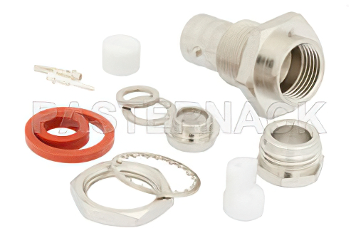 78 Ω BNC二軸 ジャック バルクヘッドマウントコネクタ、クランプ/はんだ接続、RG108、78Ω二軸、.480インチD穴