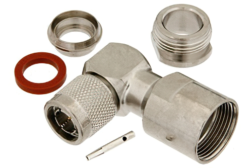 75 Ω TNC オス 直角コネクタ、クランプ/はんだ接続、RG6