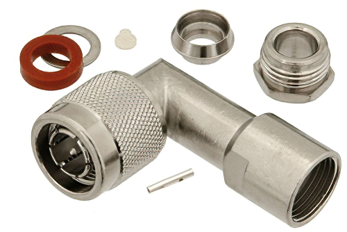 75 Ω TNC オス 直角コネクタ、クランプ/はんだ接続、RG59、RG62、RG71