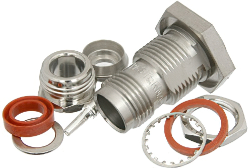 75 Ω TNC メス バルクヘッドマウントコネクタ、クランプ/はんだ接続、RG59、RG62、RG71、.480インチD穴