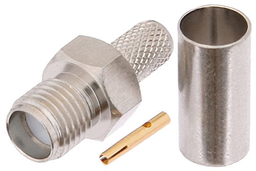 逆ネジ SMA メス コネクタ、圧着/はんだ接続、RG55、RG141、RG142、RG223、RG400