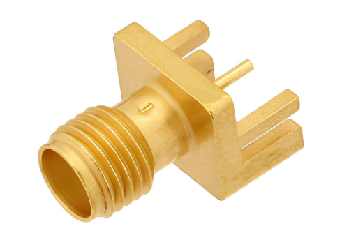 SMA メス コネクタ、はんだ接続、.047インチエンドランチPCB、.030インチピン直径