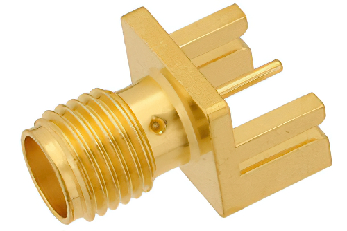 SMA メス コネクタ、はんだ接続、.031インチエンドランチPCB