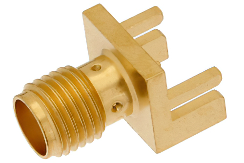 SMA メス コネクタ、はんだ接続、.042インチエンドランチPCB、.375インチx.500インチ端子