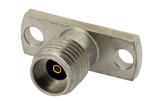 2.92mm メス フィールド交換式コネクタ、2ホールパネルマウント、.012インチピン、.481インチ穴間隔