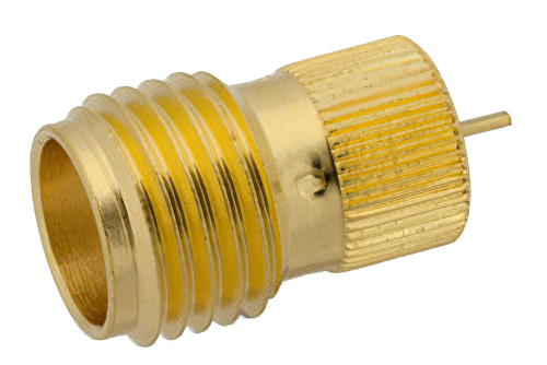 SMA メス コネクタ、はんだ接続、圧入マウント、タブターミナル、.200インチ直径