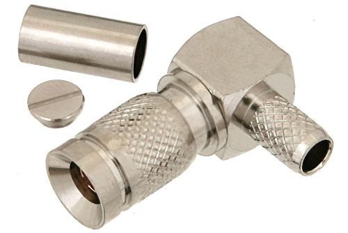 1.0/2.3 プラグ 直角コネクタ、圧着/はんだ接続、RG58、RG303、RG141、PE-C195、PE-P195、LMR-195、.195インチ
