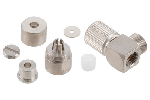 75 Ω 1.6/5.6 プラグ 直角コネクタ、クランプ/はんだ接続、RG179、RG187