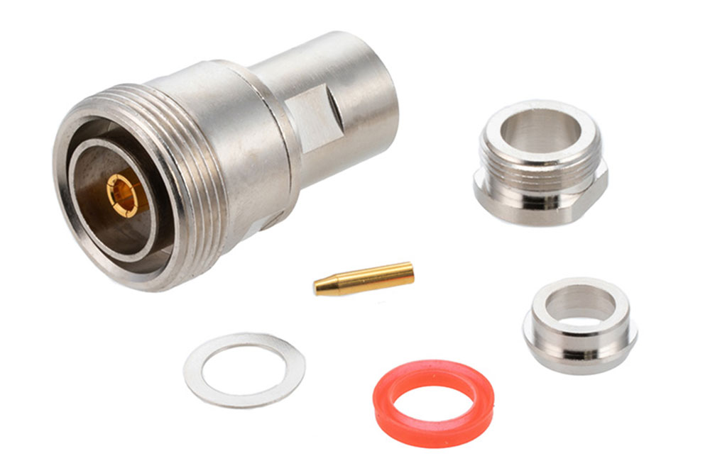 7/16 DIN メス コネクタ、クランプ/はんだ接続、RG213、RG214、RG8、RG225、RG393