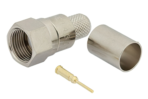 75 Ω F オス コネクタ、圧着/はんだ接続、RG6-CATV、３ピースコネクタ