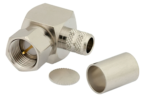 75 Ω F オス 直角コネクタ、圧着/はんだ接続、RG6-CATV