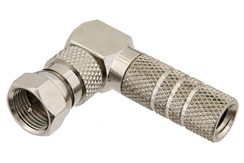 75 Ω F オス 直角コネクタ、撚り接続、RG59、RG62、RG71