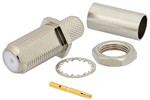 75 Ω F メス バルクヘッドマウントコネクタ、圧着/はんだ接続、RG6-CATV