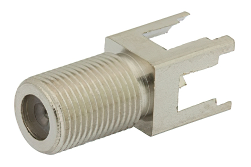 75 Ω F メス コネクタ、はんだ接続、スルーホールPCB、.320インチx.091インチ穴間隔