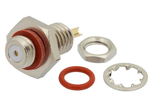 10-32 メス バルクヘッドマウントコネクタ、はんだ接続、ソルダーカップターミナル、.177インチD穴