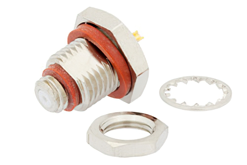 10-32 メス バルクヘッドマウントコネクタ、はんだ接続、ソルダーカップターミナル、.295インチD穴