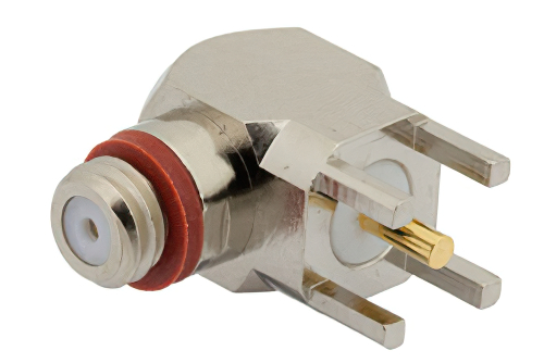 10-32 メス 直角コネクタ、はんだ接続、スルーホールPCB、.200インチx.067インチ穴間隔