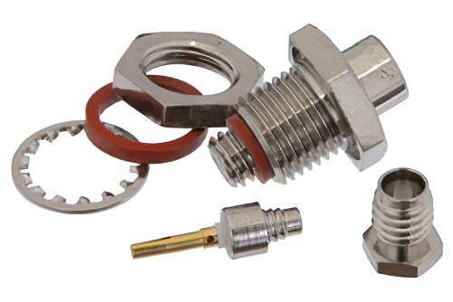 10-32 メス バルクヘッドマウントコネクタ、クランプ/はんだ接続、.100インチ、RG316、RG174、RG188、LMR-100、LMR-100A、LMR-100A-FR、PE-C100、PE-B100、.295インチD穴