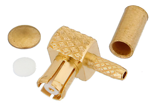 逆極性 MCX プラグ 直角コネクタ、圧着/はんだ接続、RG178、RG196